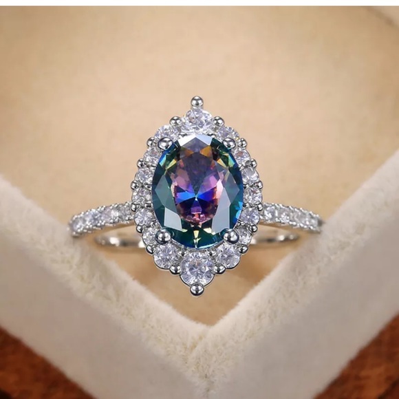 Jewelry - Oval Cut Mystic Topaz Rings 925 Silver Rings